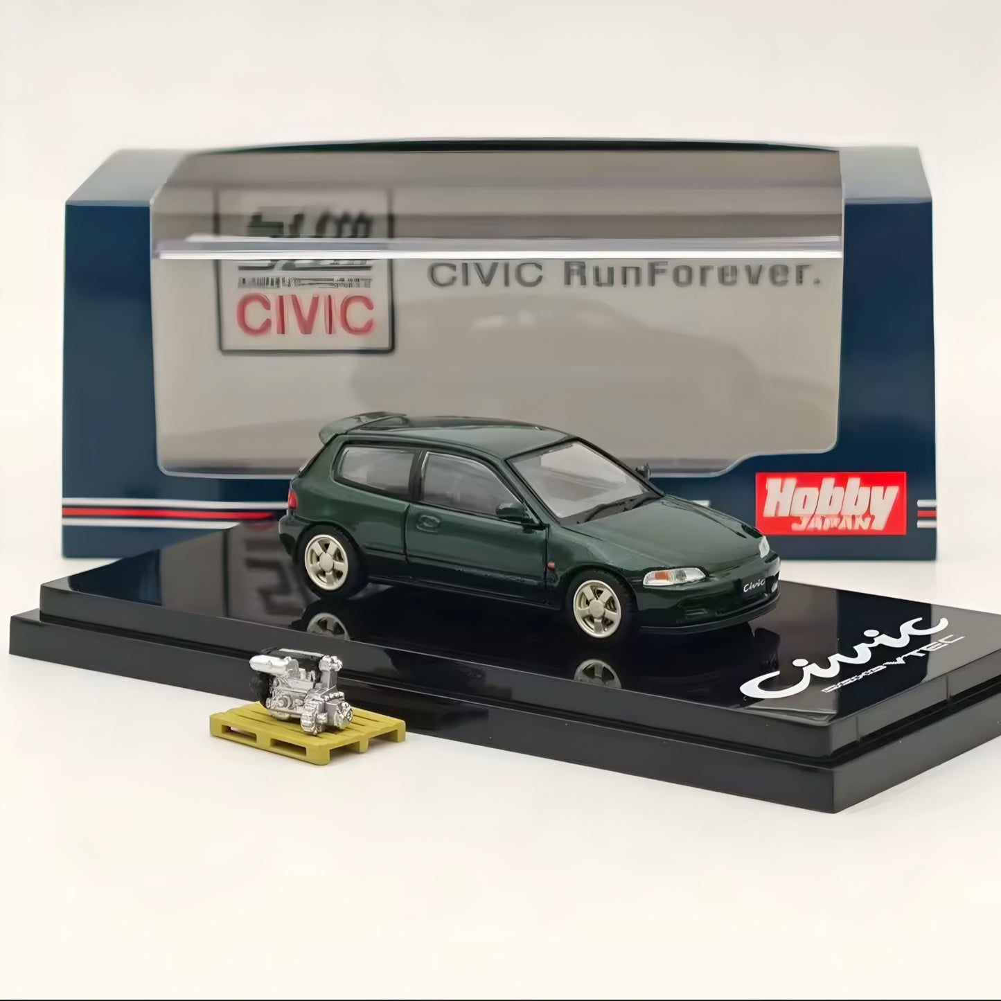 Hobby Japan 50th Anniversary Honda Civic EG6 Diecast 1:64 with Engine Display Model