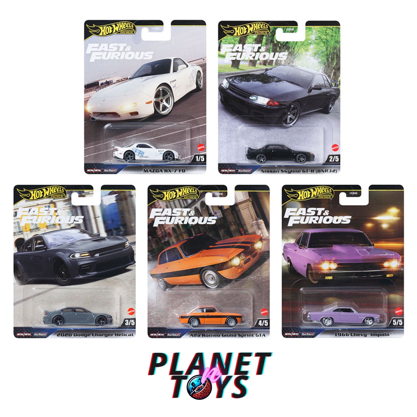 Hot Wheels Premium Fast & Furious Sets 5/5 Assorted
