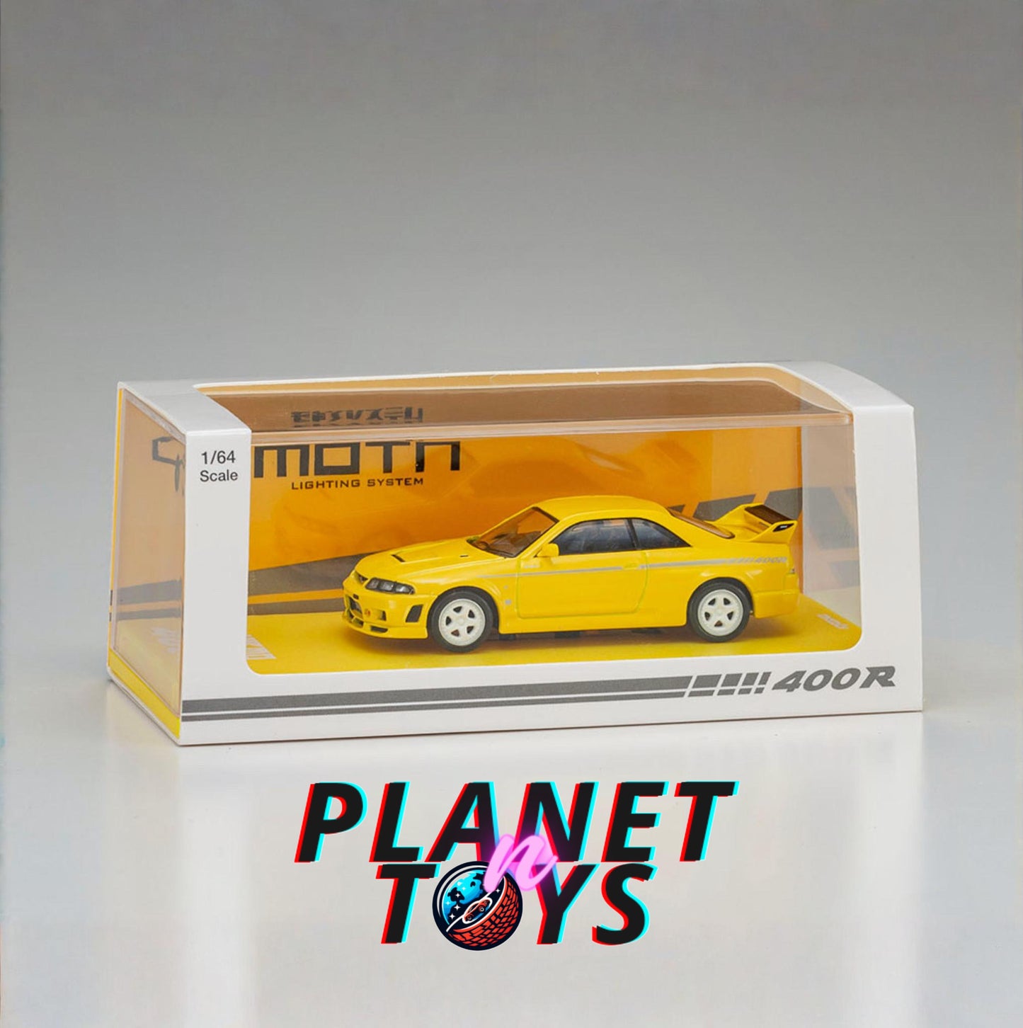 Kyosho 1:64 Nissan Nismo 400 R with MOTN LED Base Compatible – Yellow