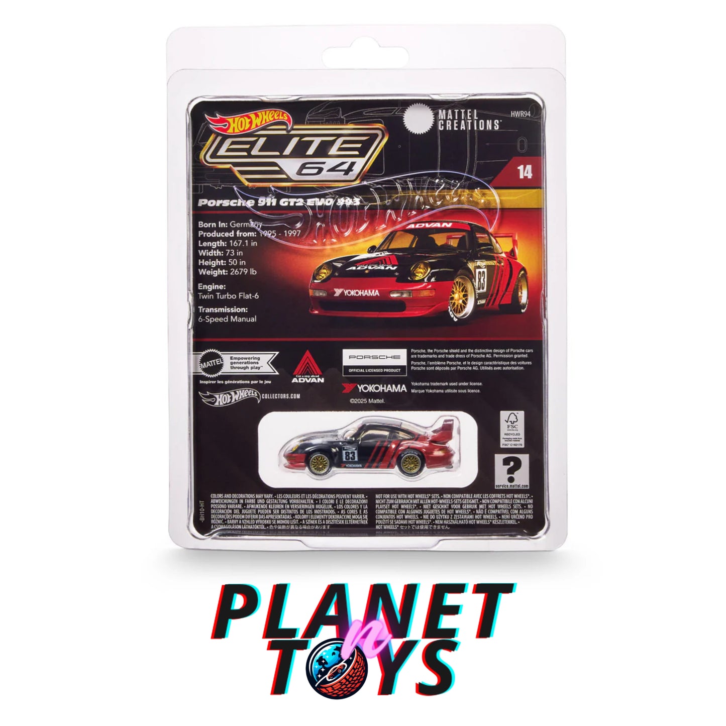 Hot Wheels Elite 64 Porsche 911 GT2 EVO 993