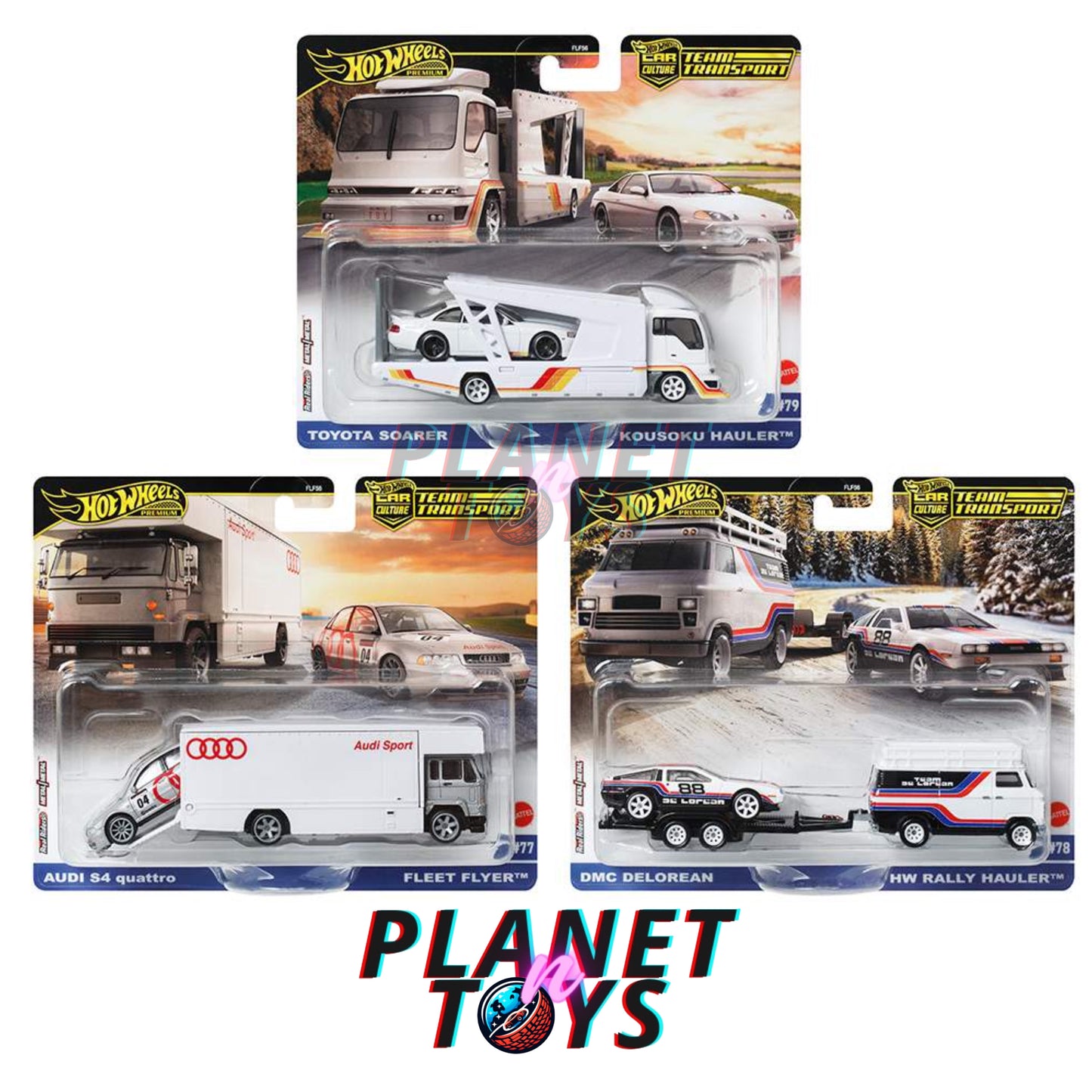 Hot Wheels Team Transport Mix 2 2025 Audi / DMC Delorean/ Toyota