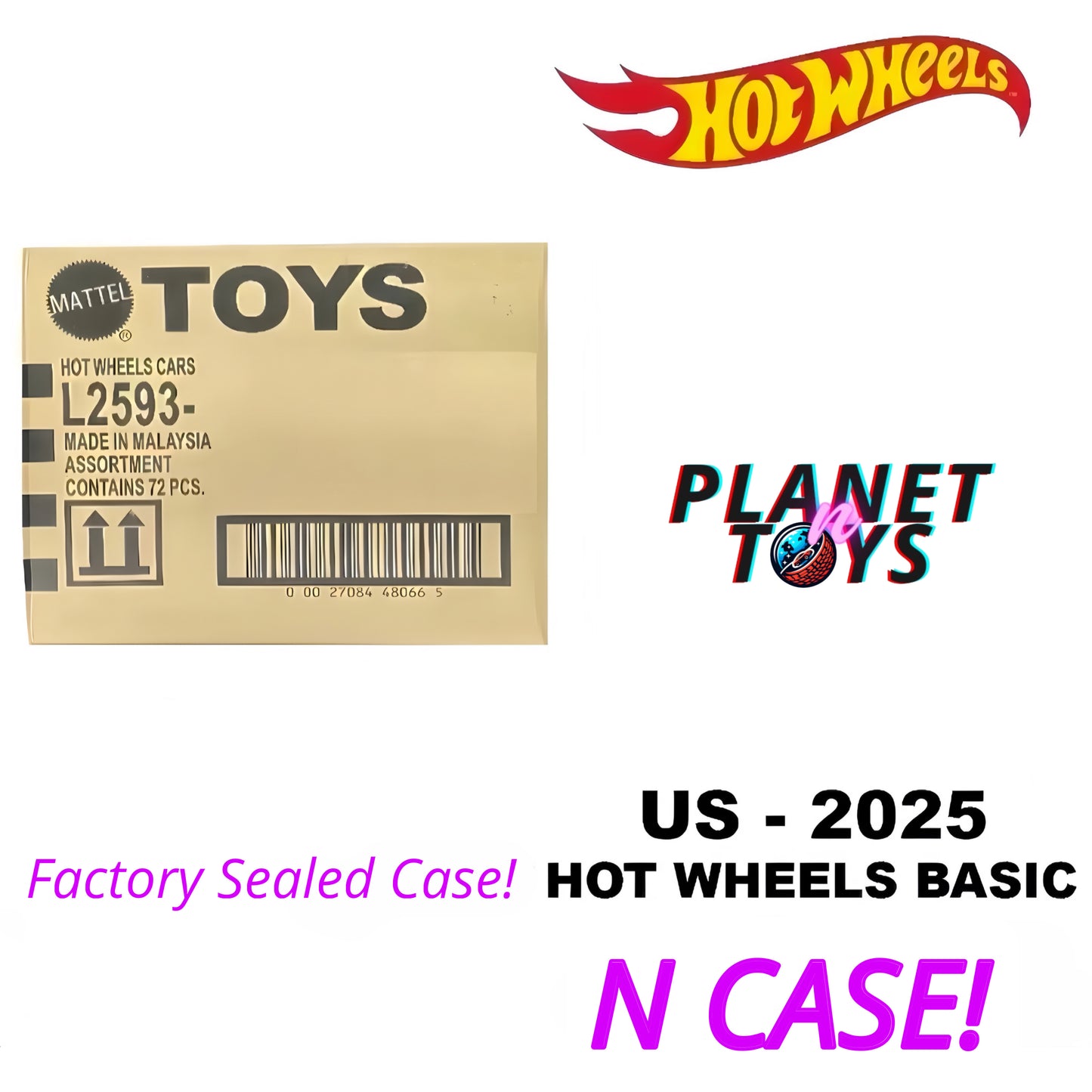 Hot Wheels Basic 2025 N Case 72 Pcs - Factory Sealed Case
