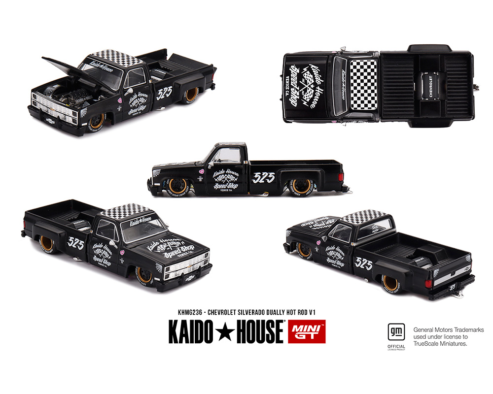 Kaido House x Mini GT Chevrolet Silverado Dually Hot Rod V1 – Flat Black