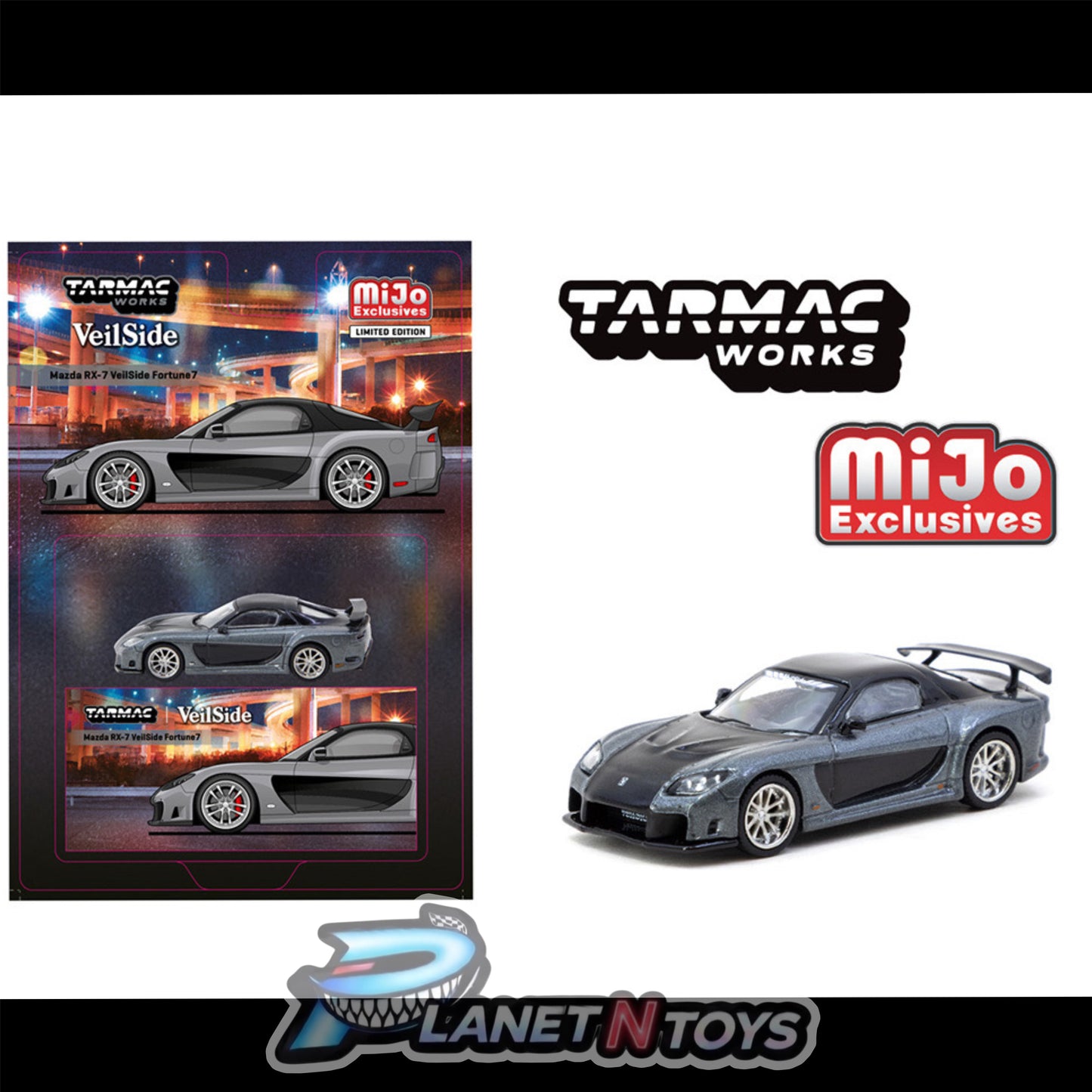 Tarmac Works 1:64 Mazda RX-7 VeilSide Fortune7- Grey metallic / Black