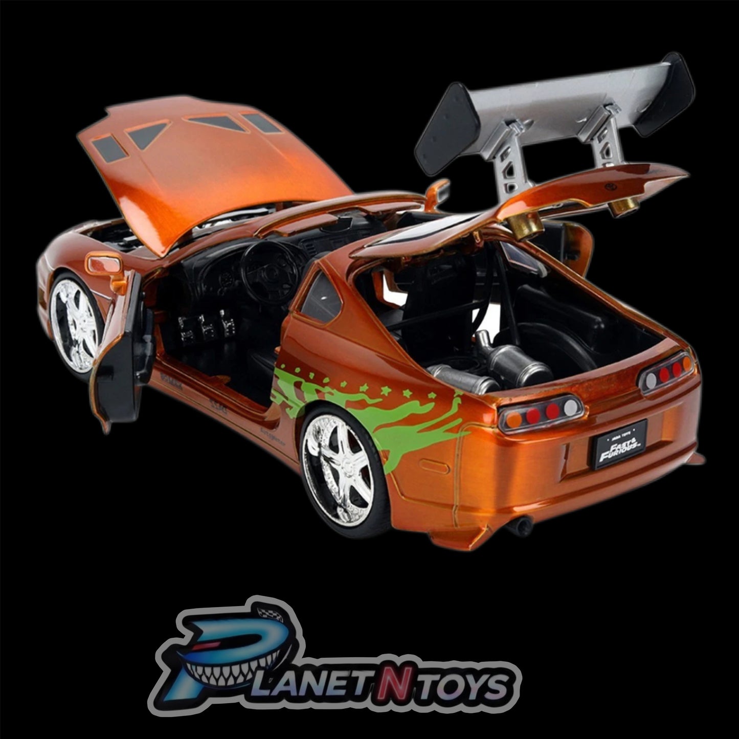 Fast and the Furious 25th Anniversary Brian's 1995 Toyota Supra Orange Brush 1:24 Scale Die-Cast Metal Vehicle