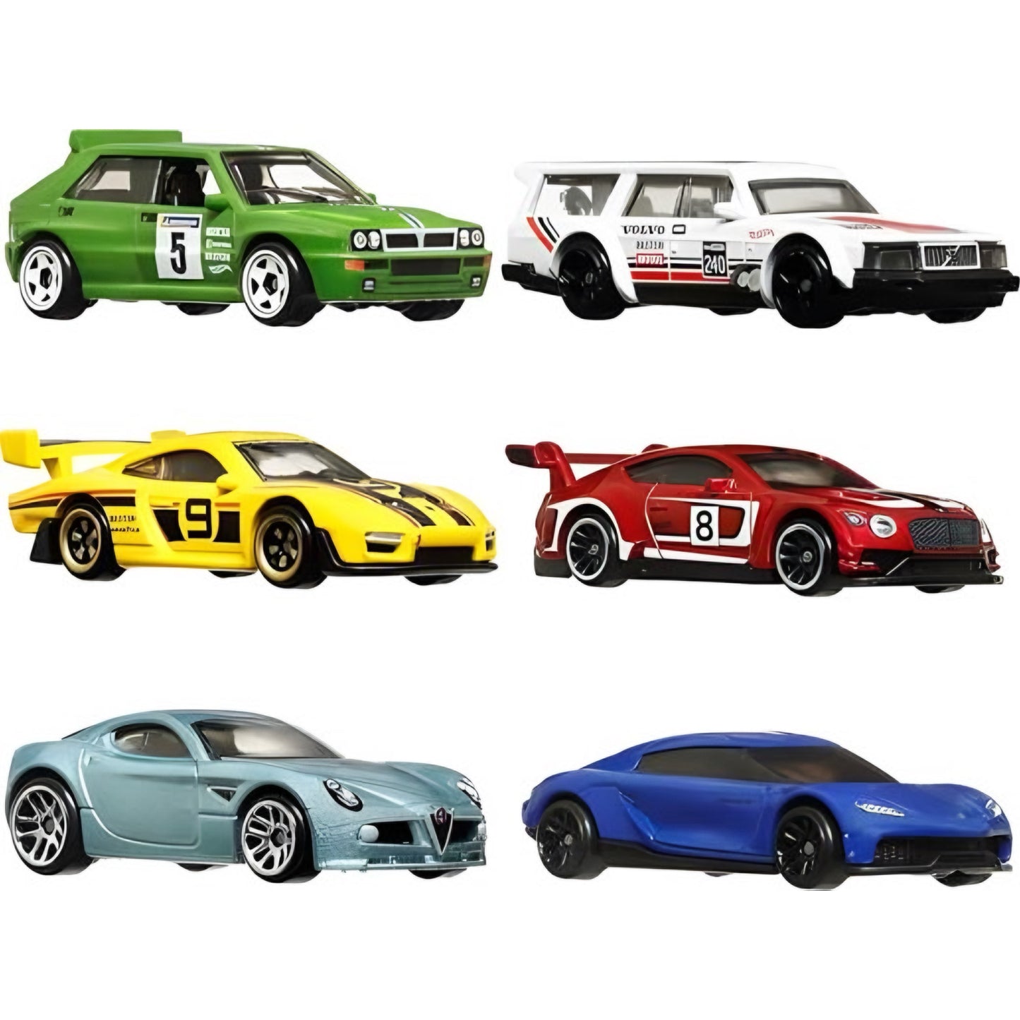 Hot Wheels 2024 European Style Multipack 6 cars Set 1:64 (Volvo, Lancia, Bentley, Porsche, Koenigsegg, Alfa Romeo)