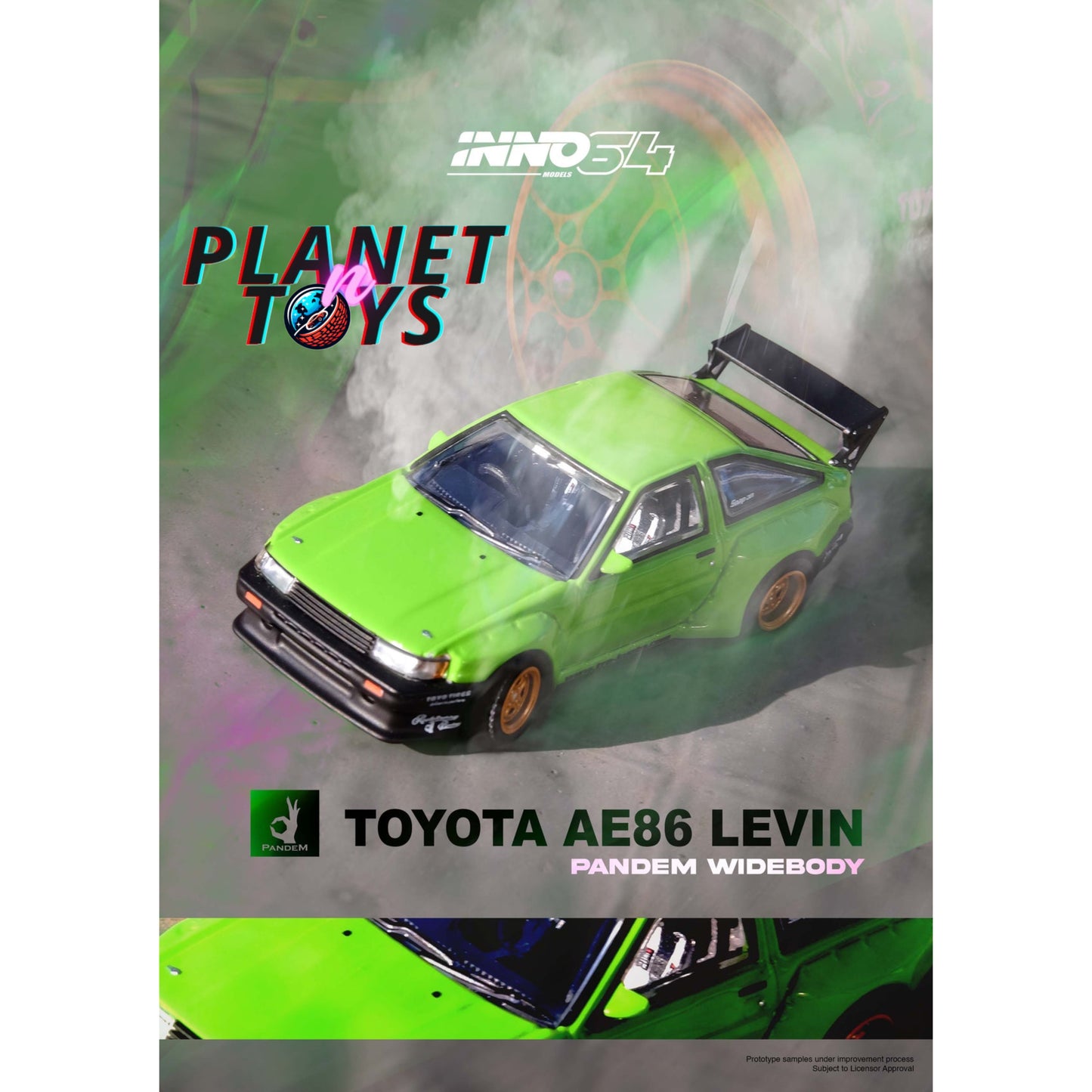 Toyota AE86 Levin Pandem Rocket Bunny Green Inno64 Scale 1/64