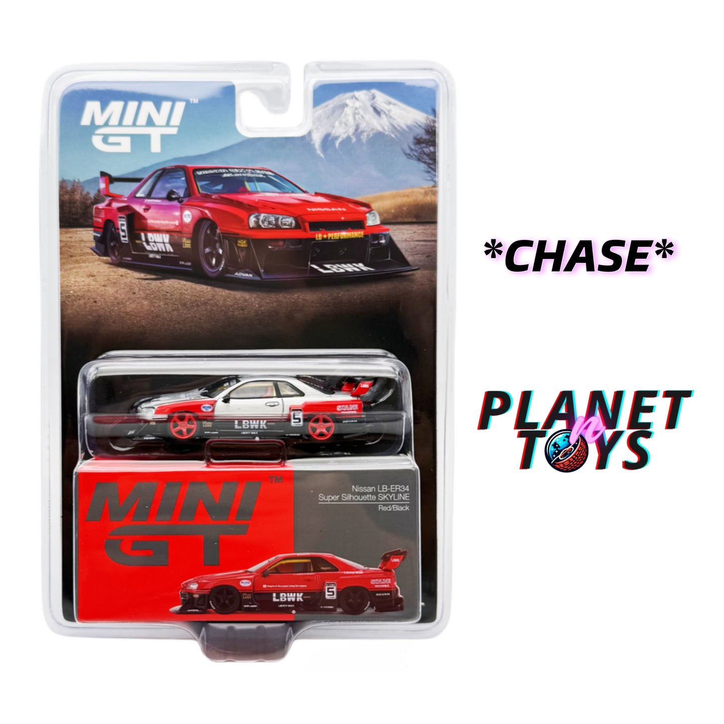 Mini GT 1:64 LBWK Nissan LB-ER34 Super Silhouette Red/Black #843