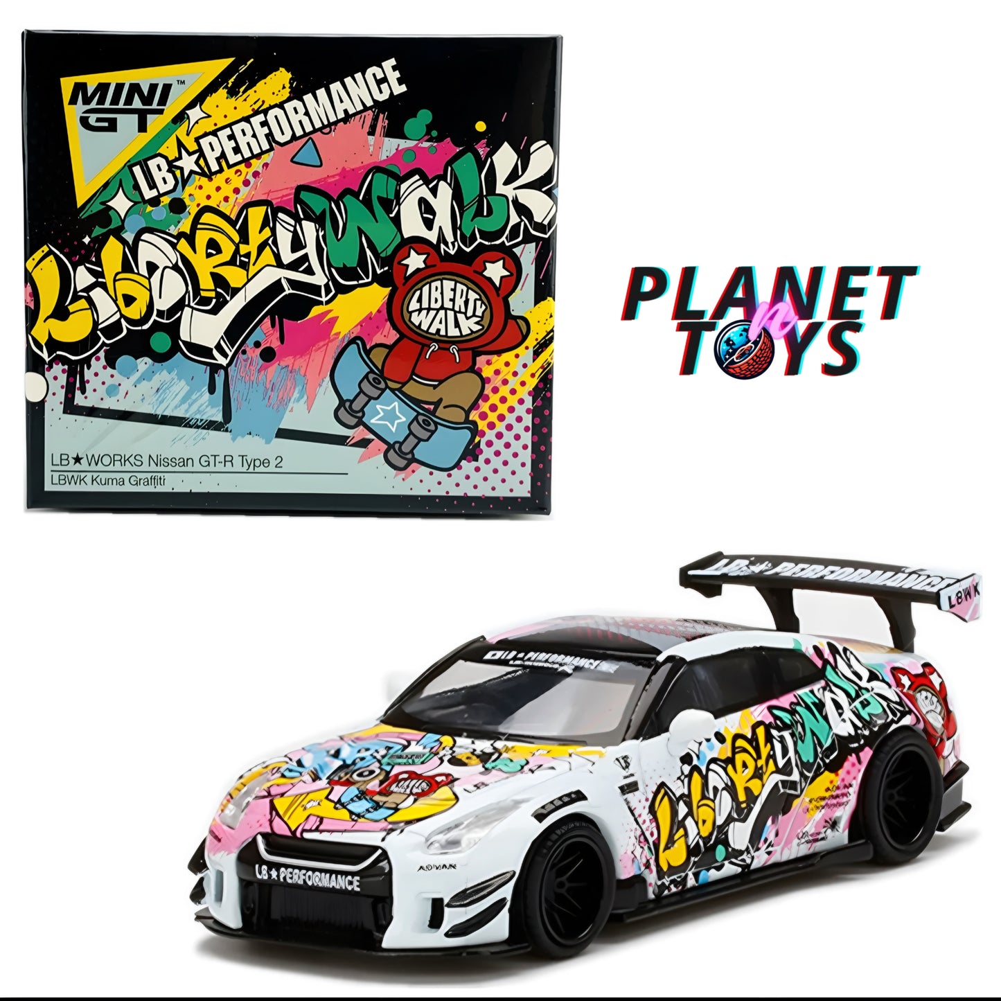 Mini GT 1:64 LB-Works Nissan GT-R R35 Type 2 Rear Wing Ver 3 Kuma Graffiti #244