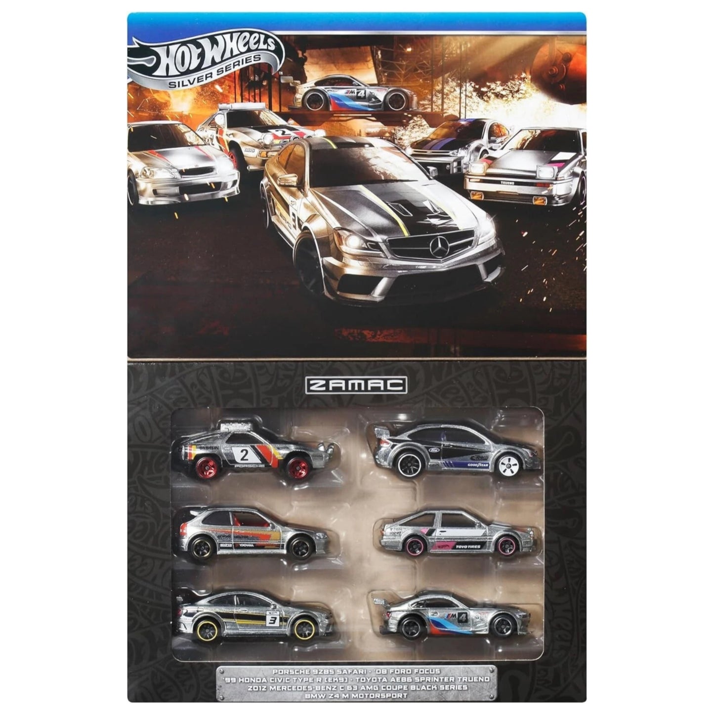 Hot Wheels 2025 Silver Series Zamac 6 Pack (BMW, Toyota, Honda, Mercedes-Benz, Porsche, Ford)