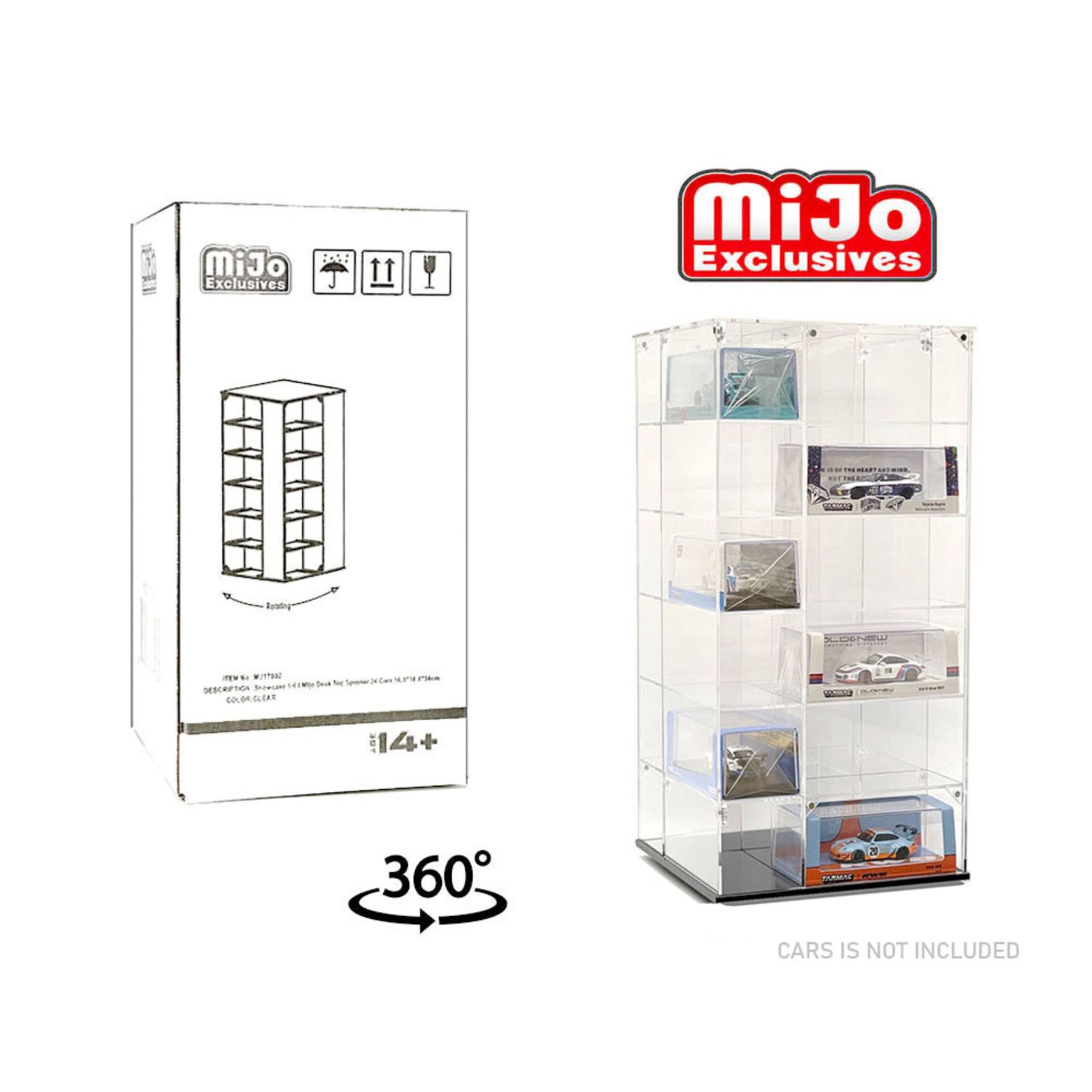 Showcase 1:64 Large 24-Car Display Desk Top Spinner with Cover (8″x 8″x16.25″) – MiJo Exclusives