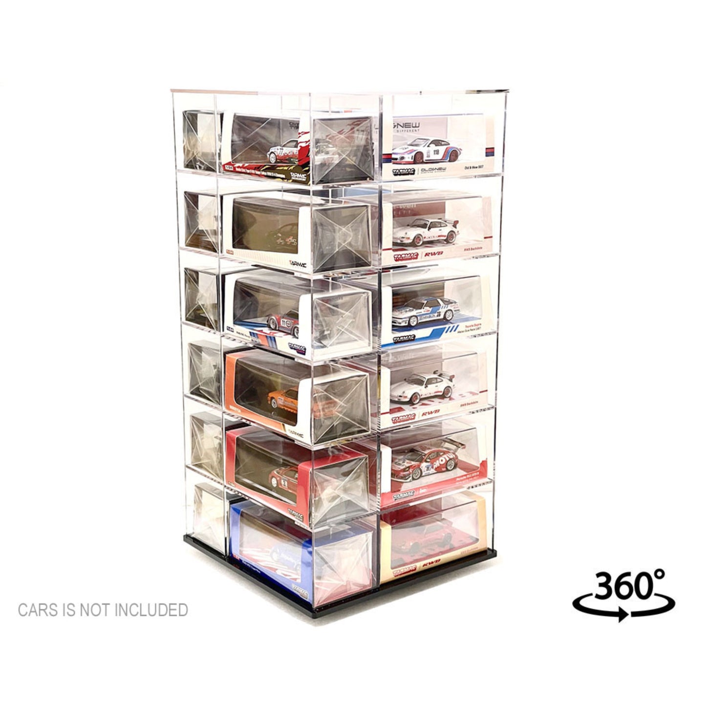 Showcase 1:64 Large 24-Car Display Desk Top Spinner with Cover (8″x 8″x16.25″) – MiJo Exclusives