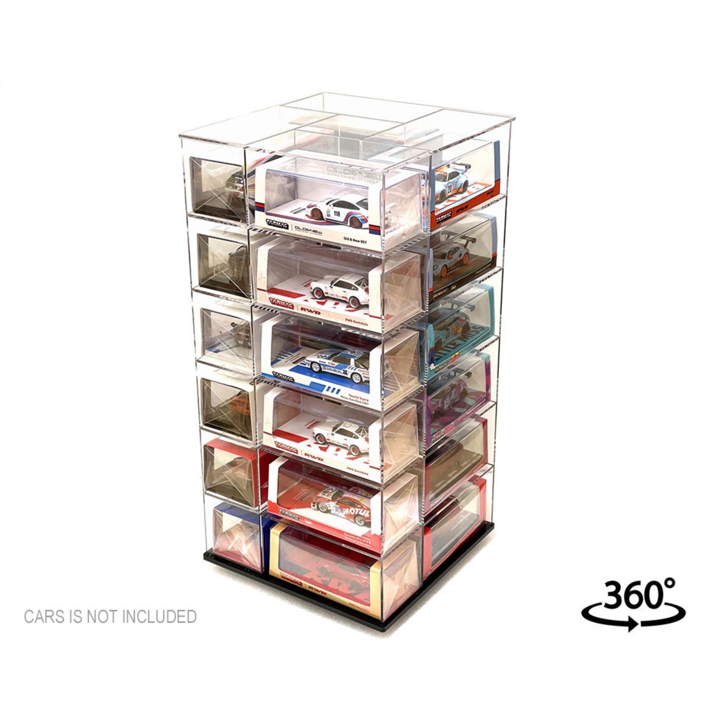 Showcase 1:64 Large 24-Car Display Desk Top Spinner with Cover (8″x 8″x16.25″) – MiJo Exclusives