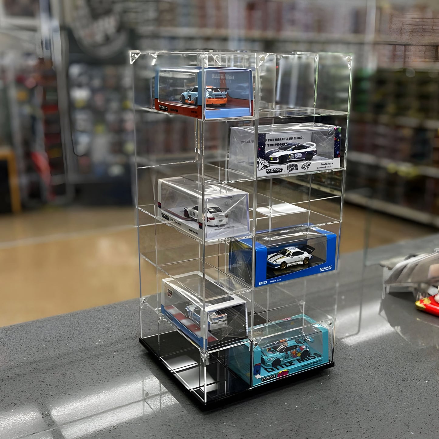 Showcase 1:64 Large 24-Car Display Desk Top Spinner with Cover (8″x 8″x16.25″) – MiJo Exclusives