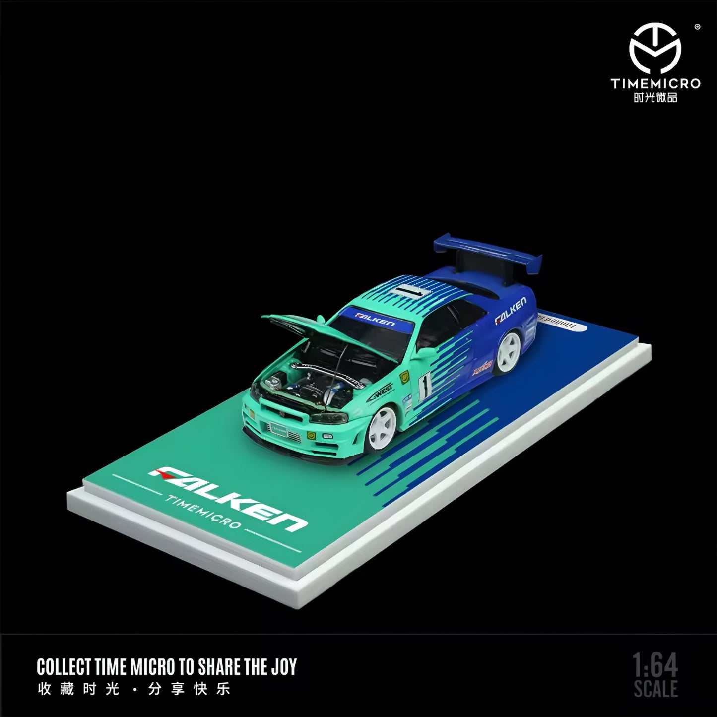 Time Micro 1:64 Trailer Set Falken Toyota Land Cruiser FJ40 & Nissan Skyline GT-R R34