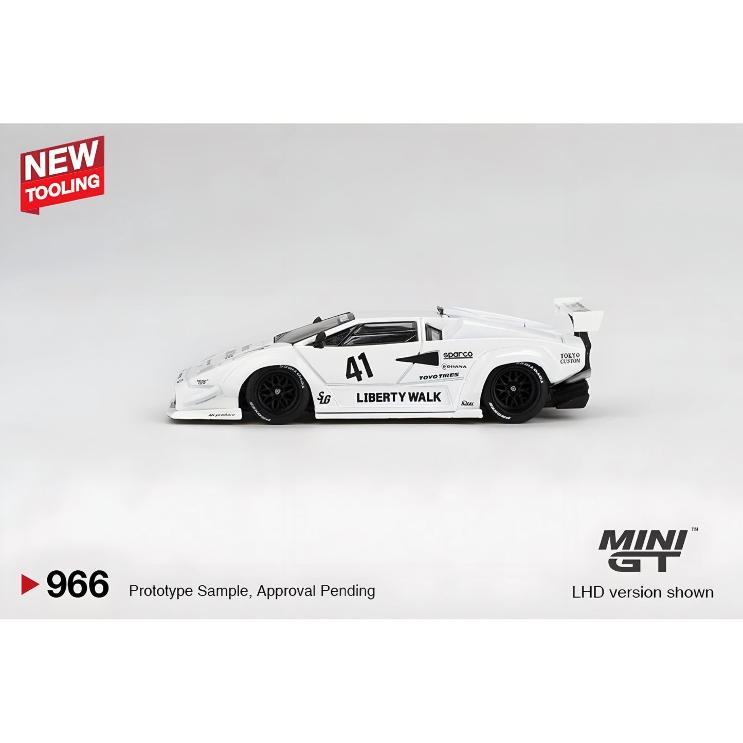 Mini GT 1:64 Lamborghini Countach LB-WORKS White 2024 Tokyo Auto Salon #966