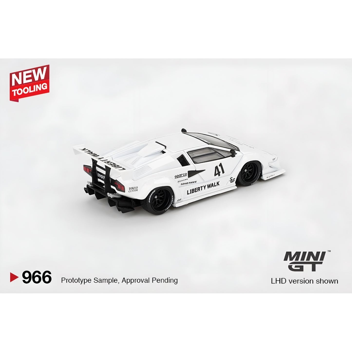Mini GT 1:64 Lamborghini Countach LB-WORKS White 2024 Tokyo Auto Salon #966