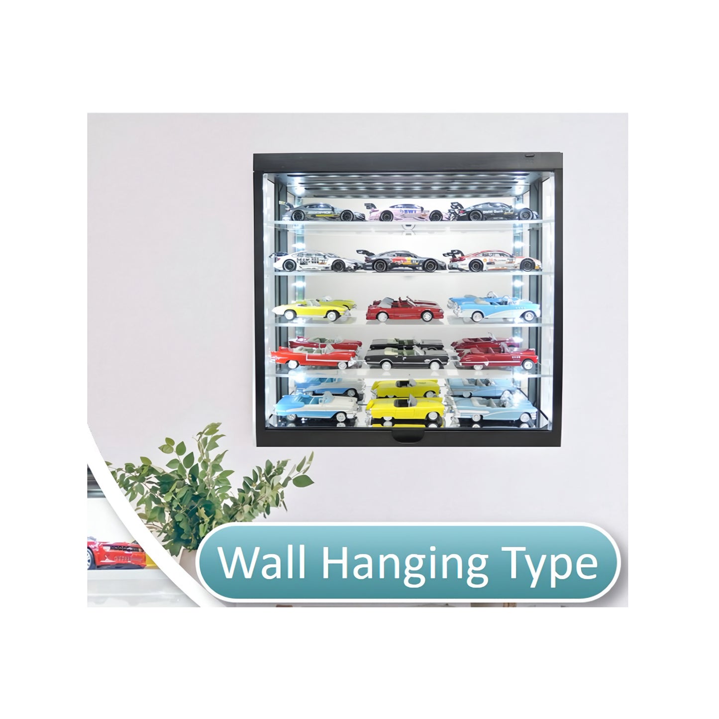 Showcase 1:64 Wall Mount 5 Tiers USB Powered LED Black with Mirror Back – MiJo Exclusives