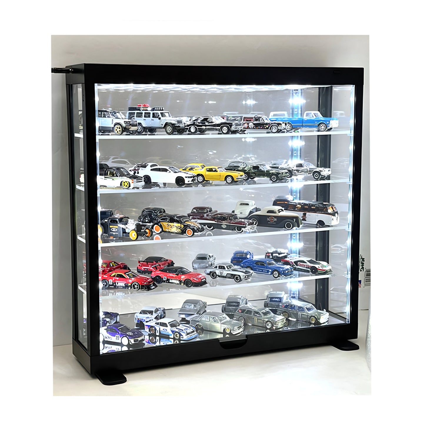 Showcase 1:64 Wall Mount 5 Tiers USB Powered LED Black with Mirror Back – MiJo Exclusives