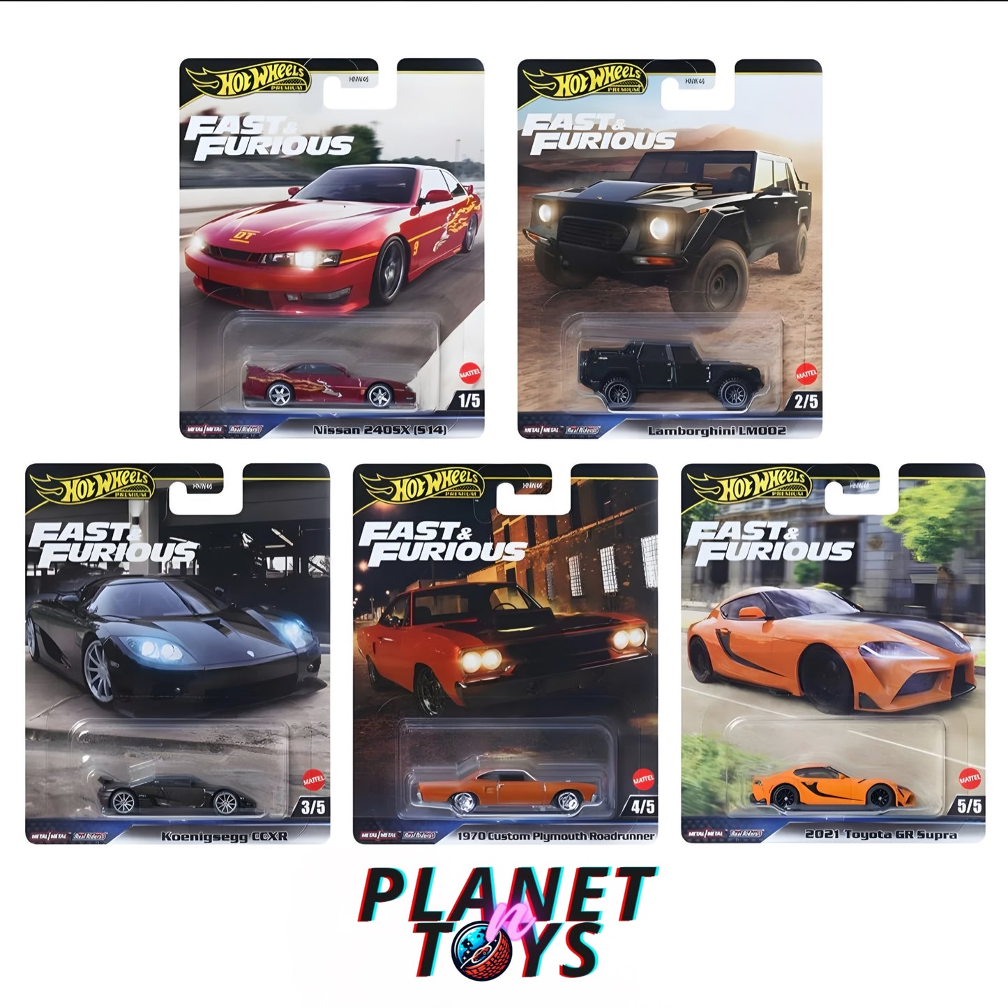 Hot Wheels Fast & Furious Premium 2025 L Case Set of 5 Cars
