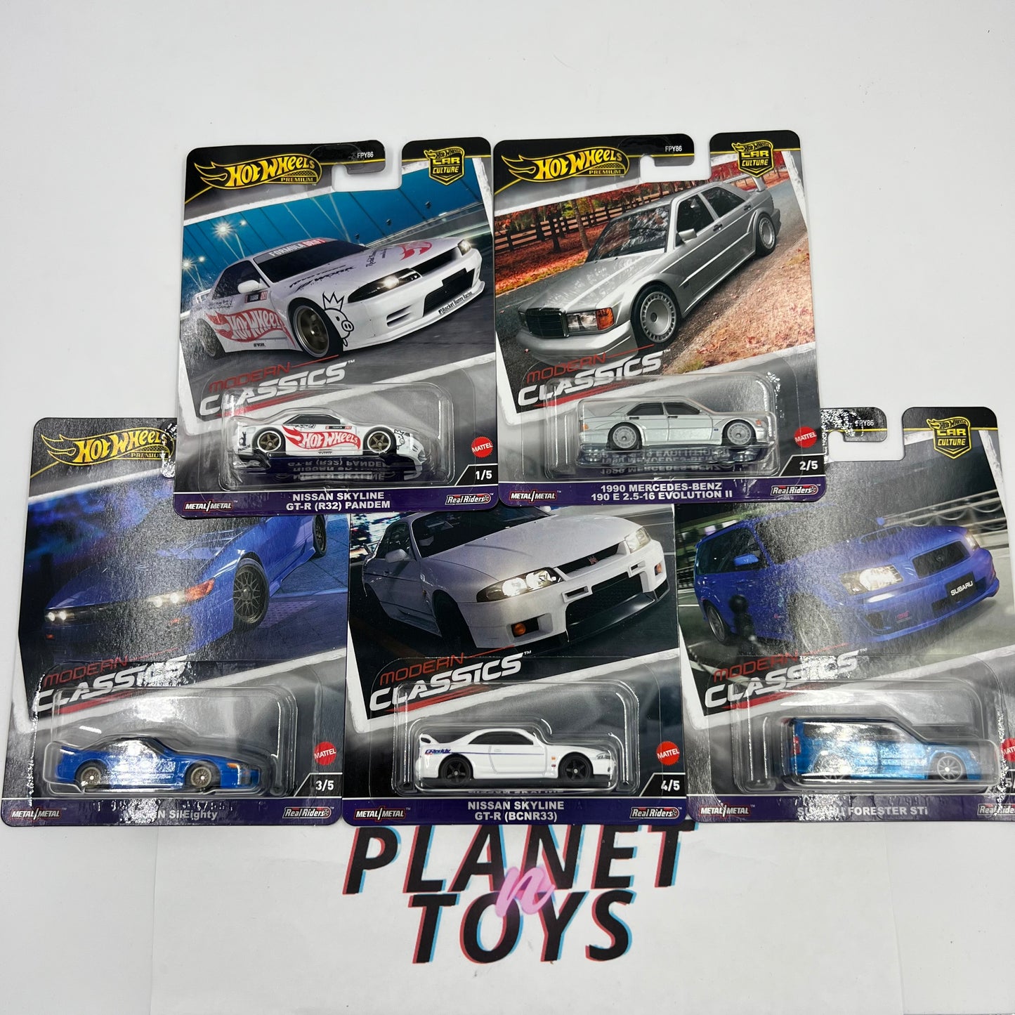 Hot Wheels Premium Modern Classics 2024 Car Culture Diecast Collectible scale 1:64 (Nissan, Mercedes-Benz, Subaru) Set 5/5