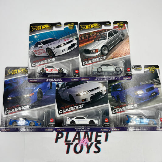 Hot Wheels Premium Modern Classics 2024 Car Culture Diecast Collectible scale 1:64 (Nissan, Mercedes-Benz, Subaru) Set 5/5