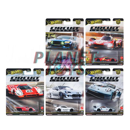 Hot Wheels Premium Circuit Legends 2025 Set 5/5 (Ferrari,Porsche,Ford Mustang,Subaru)