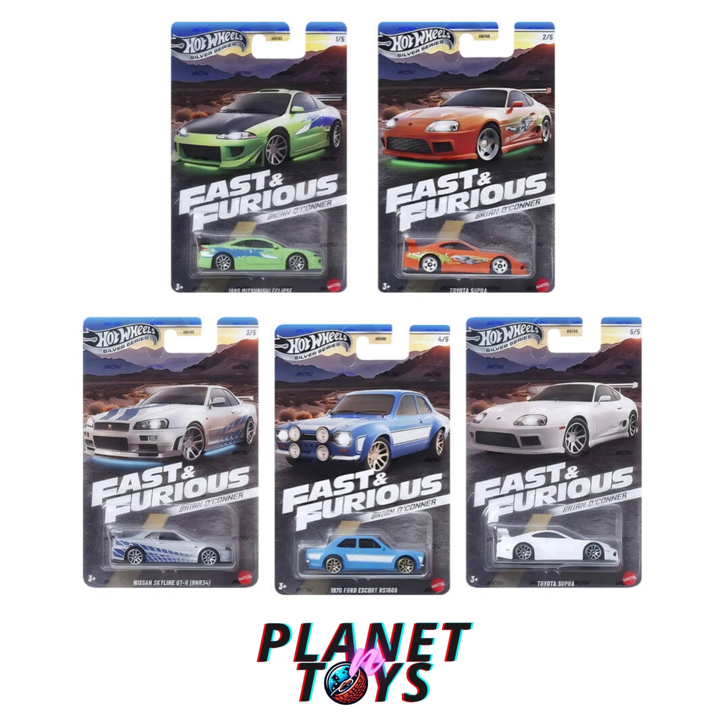 Hot Wheels Fast and Furious Brian o’Conner Silver Series (Mitsubishi, Toyota, Ford, Nissan)