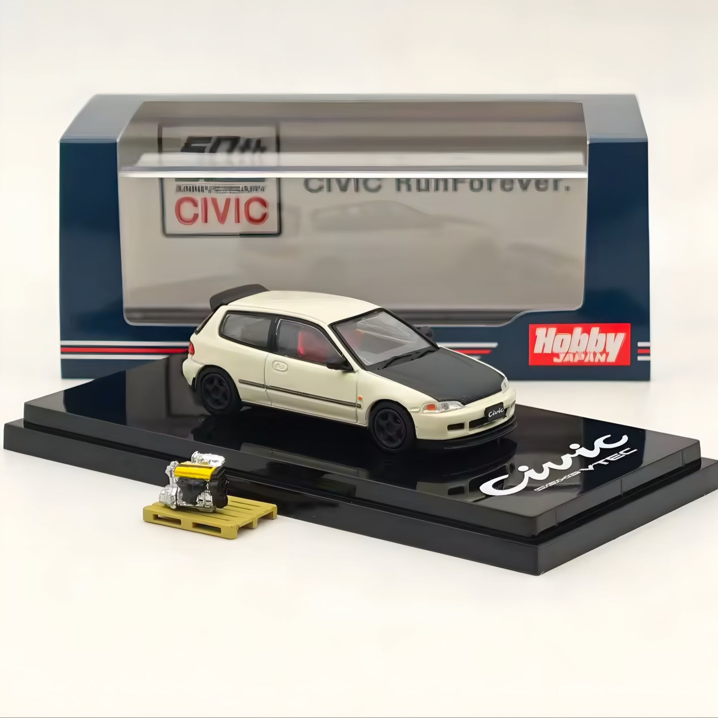 Hobby Japan 50th Anniversary Honda Civic EG6 Diecast 1:64 with Engine Display Model