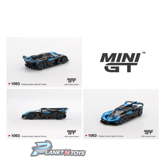 Mini GT 1:64 Bugatti Bolide Presentation – Black Blue #1063