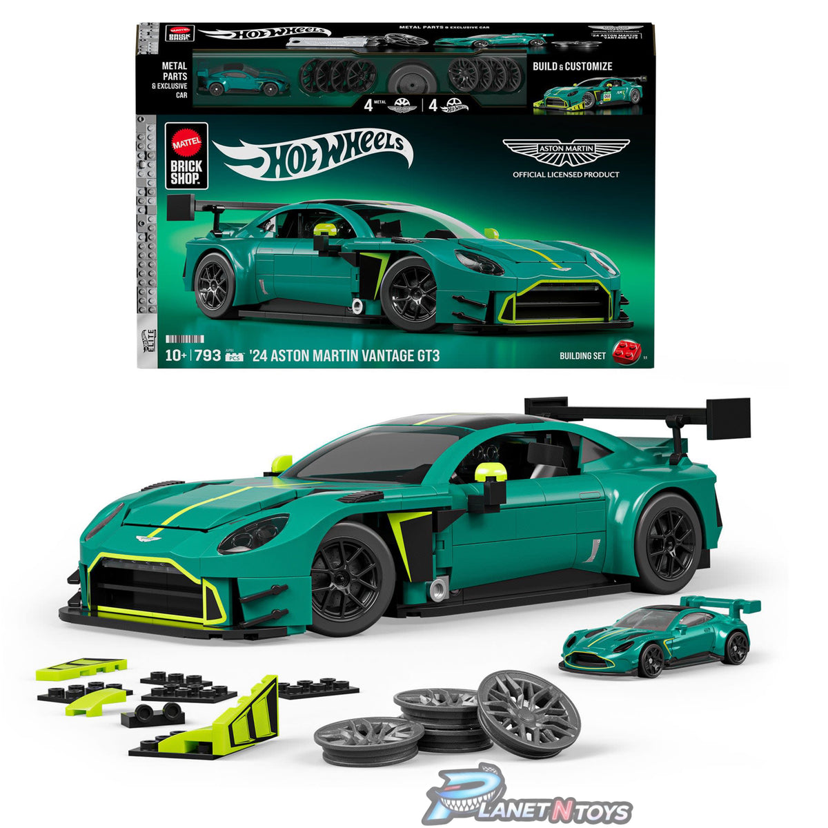 Mattel Brick Shop Hot Wheels ’24 Aston Martin Vantage GT3 Building Set