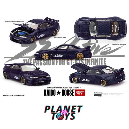Kaido House x Mini GT 1:64 Nissan Skyline GT-R (R33) Active Carbon R V2 – Purple Carbon