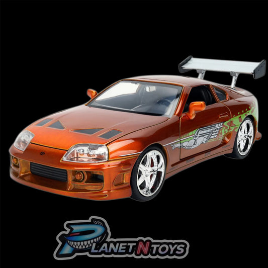 Fast and the Furious 25th Anniversary Brian's 1995 Toyota Supra Orange Brush 1:24 Scale Die-Cast Metal Vehicle