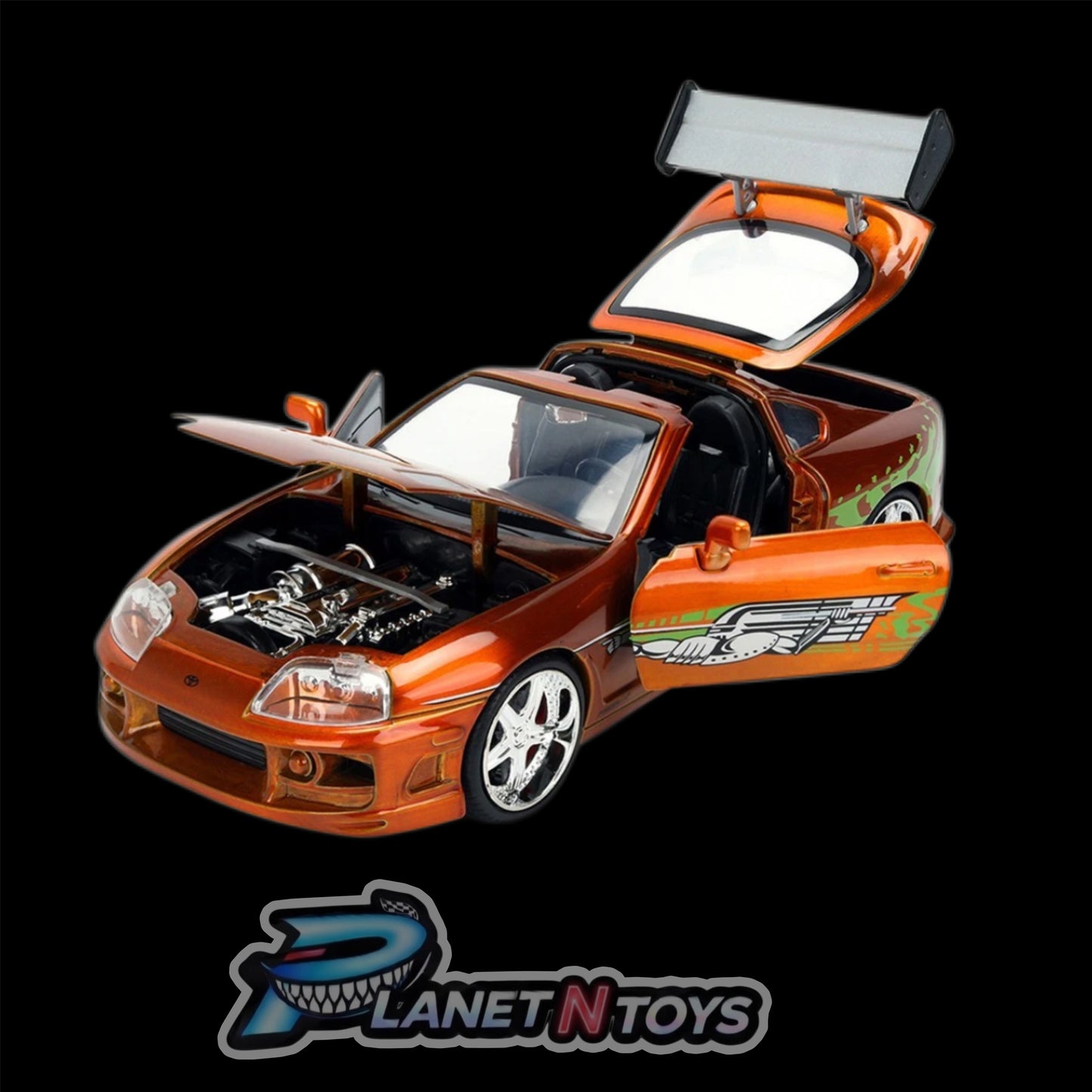 Fast and the Furious 25th Anniversary Brian's 1995 Toyota Supra Orange Brush 1:24 Scale Die-Cast Metal Vehicle