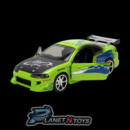 Fast and the Furious Brian's 1995 Mitsubishi Eclipse Damaged Glossy Green 1:32 Scale Die-Cast Metal Vehicle