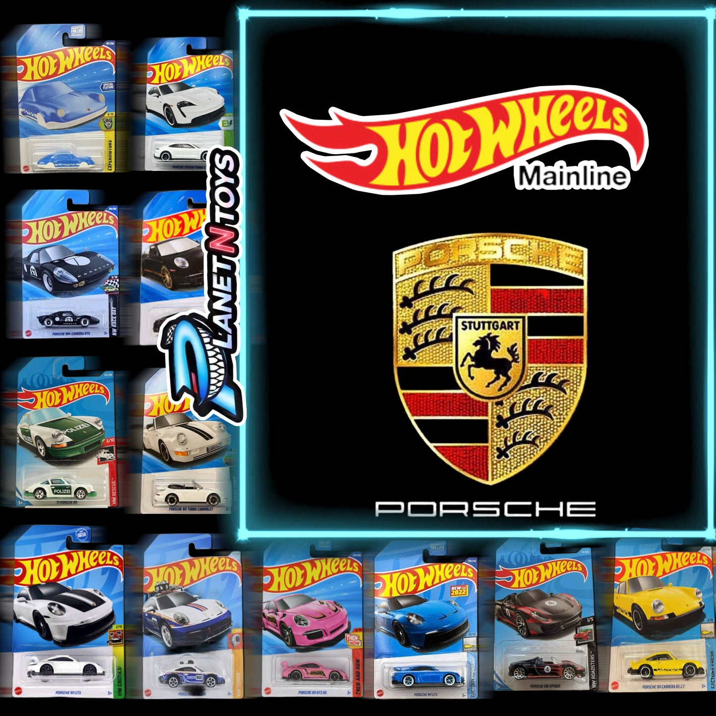 Hot Wheels porsche Mainline diecast 1:64(European , taycan , rallye , 911)