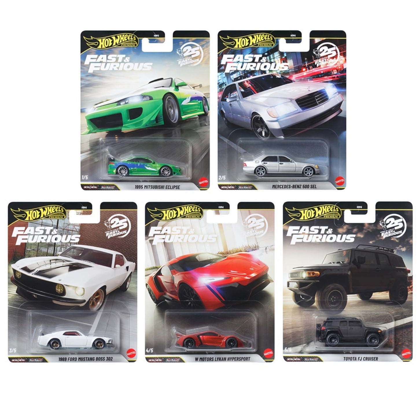 Hot Wheels Premium Fast & Furious Sets 5/5 Assorted
