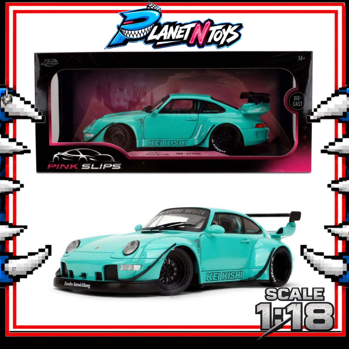 Pink Slips Wave 5 Porsche RWB Kei Kishi 1:18 Scale Die-Cast Metal Vehicle