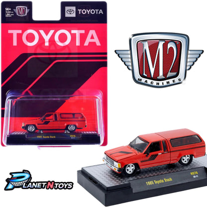 M2 Machines 1:64 1985 Toyota Truck with Camper Shell – Red- Hobby Exclusive