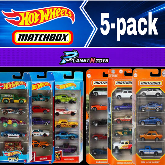 Hot Wheels / matchbox 5-cars Pack Assorted (Nissan, F1, Fast & Furious, Nightburnerz, Motor Show, & More)