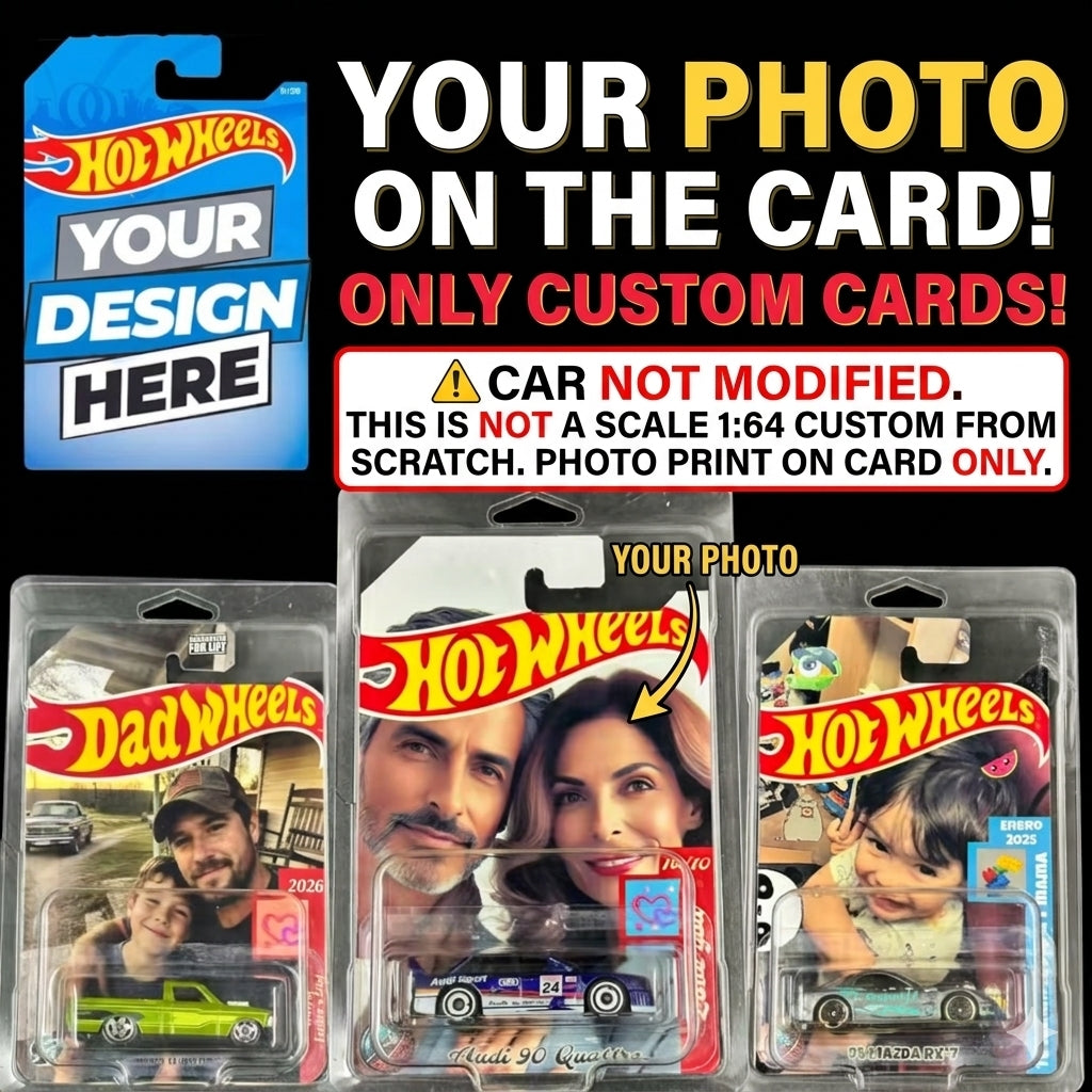 Custom Made CARD for Diecast 1:64 + Protector Case Hot wheels for any occasion