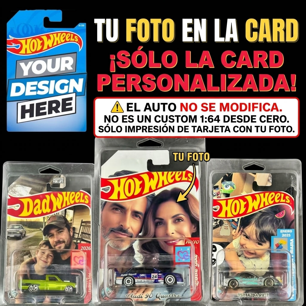 Custom Made CARD for Diecast 1:64 + Protector Case Hot wheels for any occasion