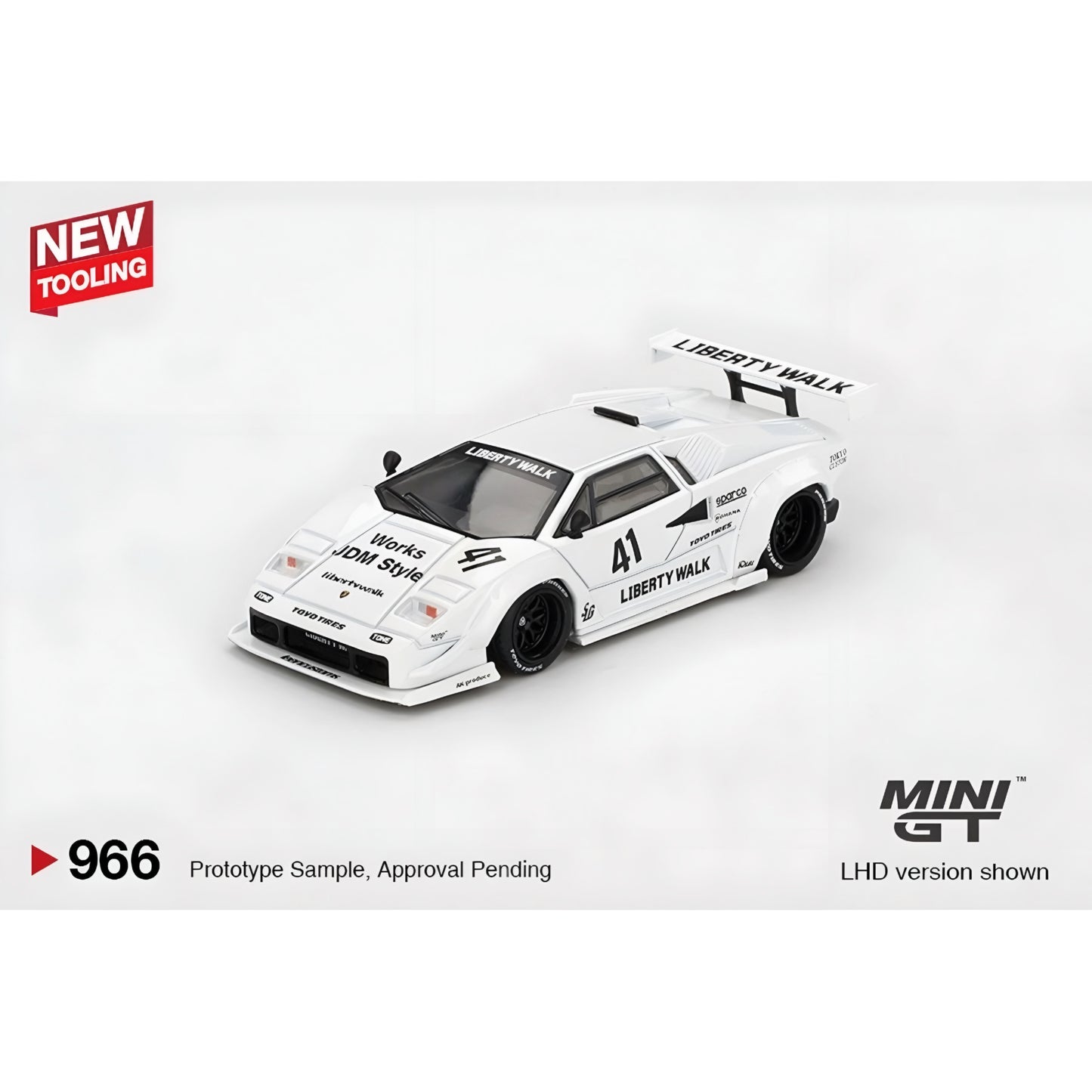 Mini GT 1:64 Lamborghini Countach LB-WORKS White 2024 Tokyo Auto Salon #966