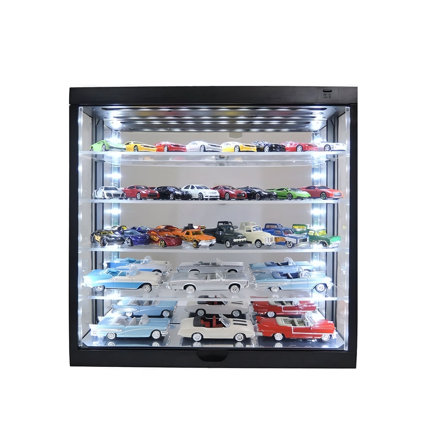 Showcase 1:64 Wall Mount 5 Tiers USB Powered LED Black with Mirror Back – MiJo Exclusives
