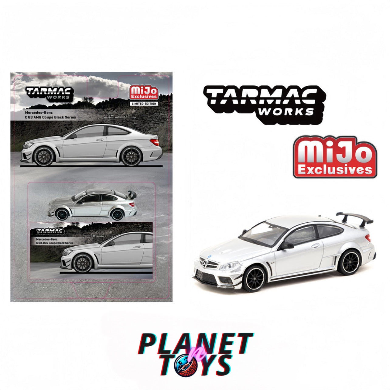 Tarmac Works 1:64 Mercedes-Benz C63 AMG Coupé Black Series – Silver Metallic